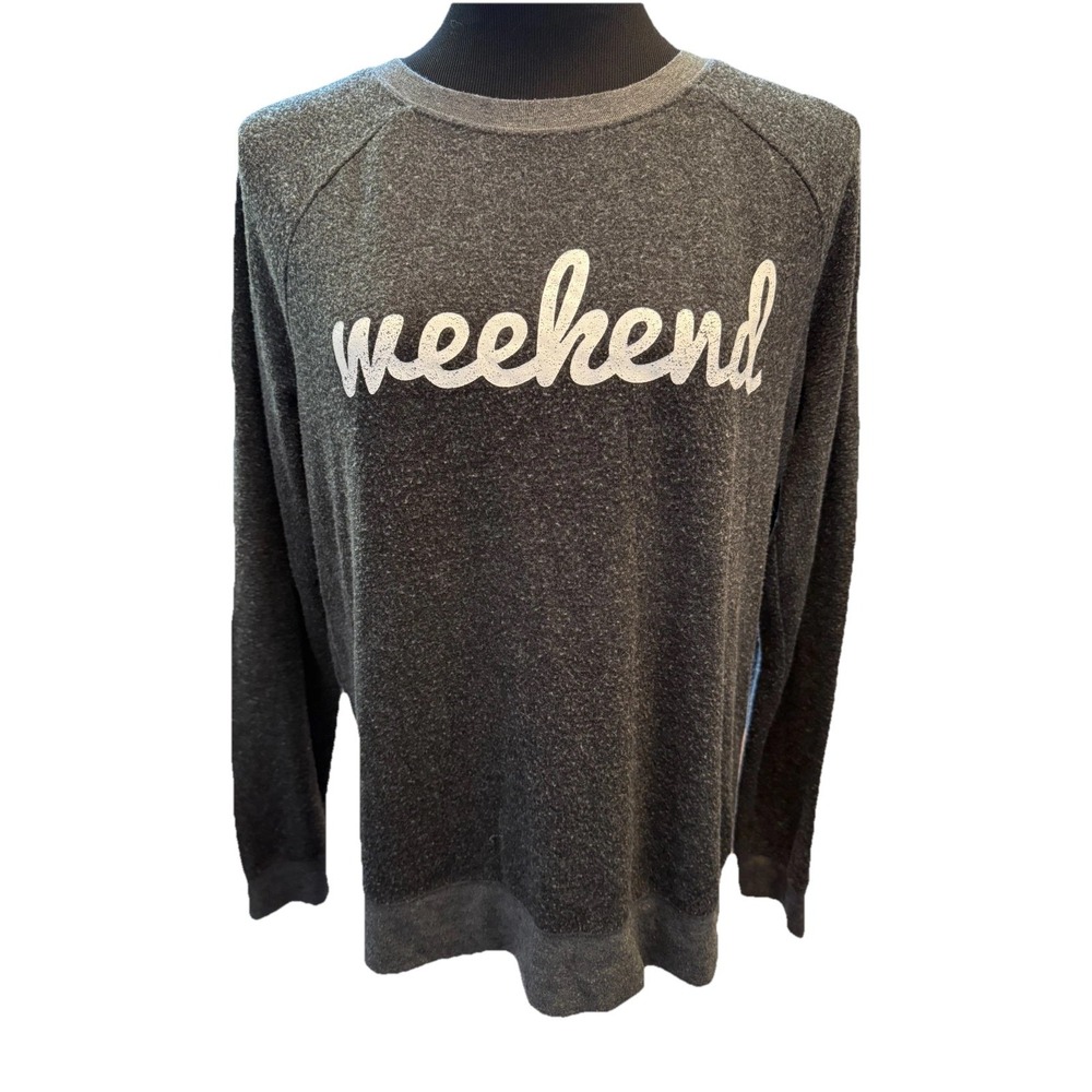 Grayson Threads Sweatshirt‎ Womens Large Gray Fleece Weekend Logo Raglan Sleeve